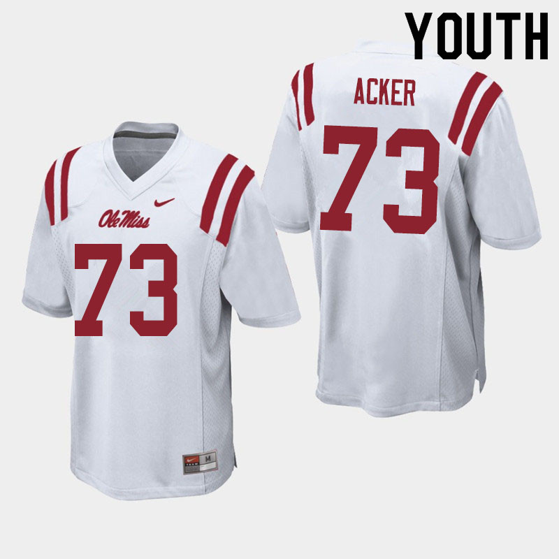 Eli Acker Ole Miss Rebels NCAA Youth White #73 Stitched Limited College Football Jersey QGI5858YY